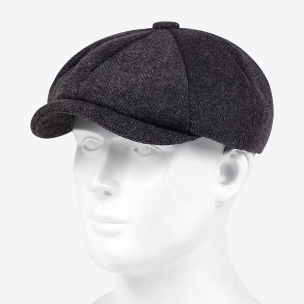 Boina Masculina Retro de Algodão Cinza Escuro