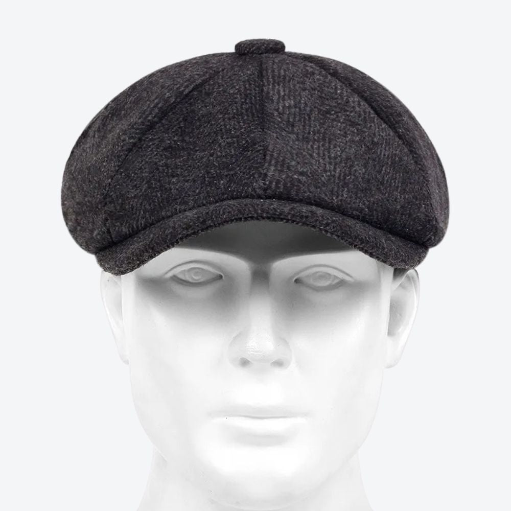 Boina Masculina Retro de Algodão Cinza Escuro