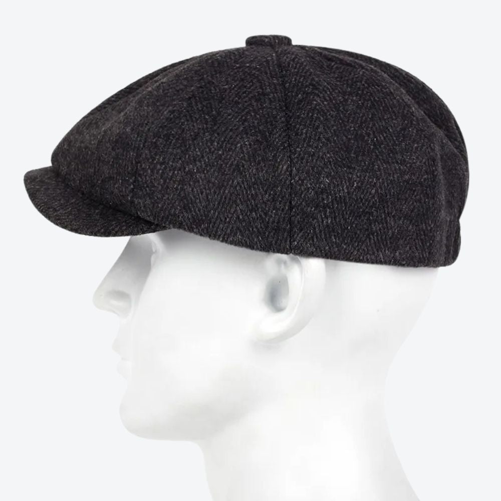 Boina Masculina Retro de Algodão Cinza Escuro