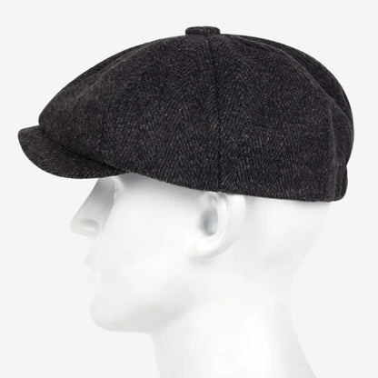 Boina Masculina Retro de Algodão Cinza Escuro