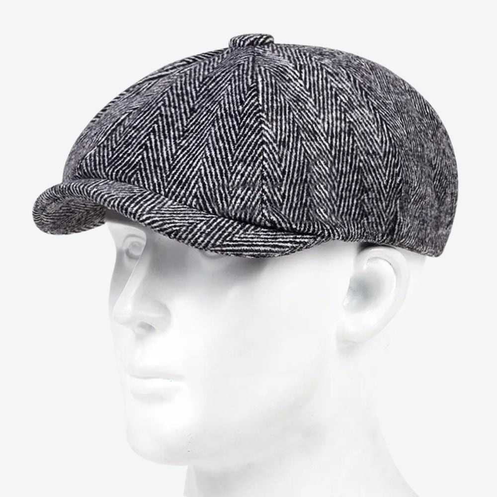 Boina Masculina Retro de Algodão Cinza Escuro