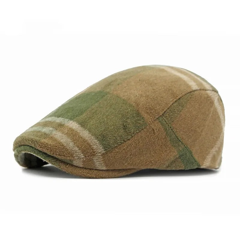Casquette Plate à Carreaux Vintage