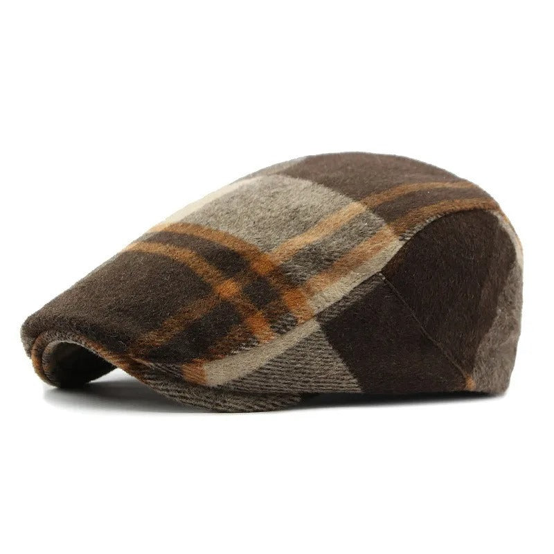 Casquette Plate à Carreaux Vintage