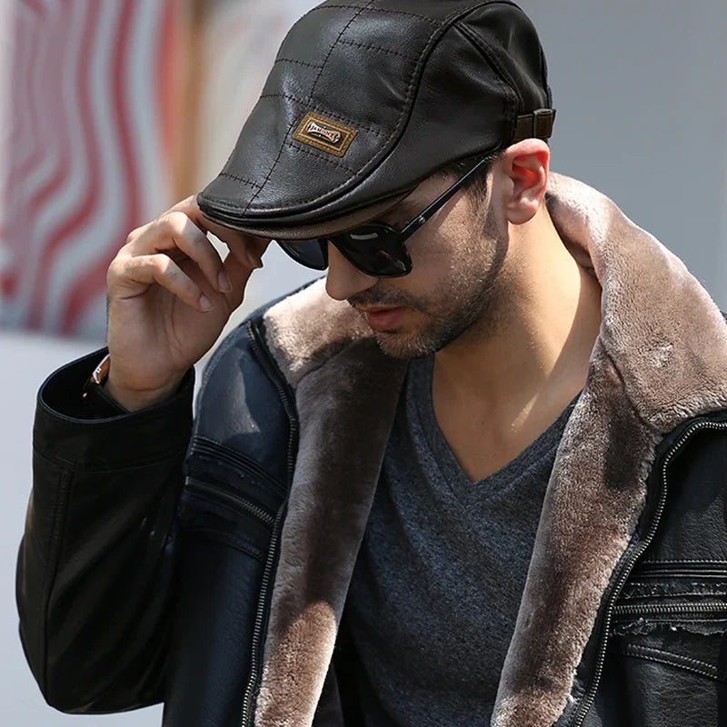 Béret Homme en Cuir - Élegant