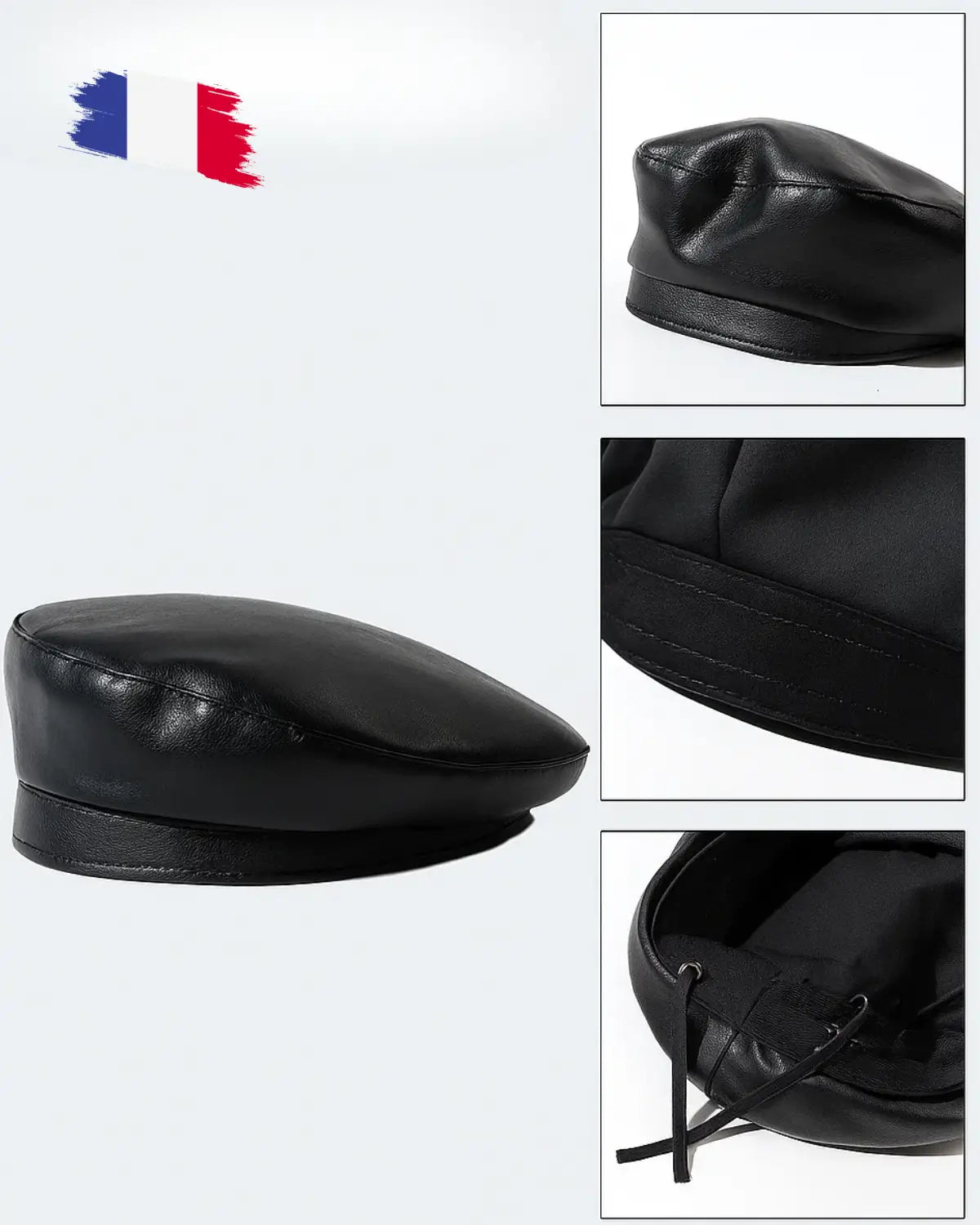Boina Masculina Francesa Couro Black